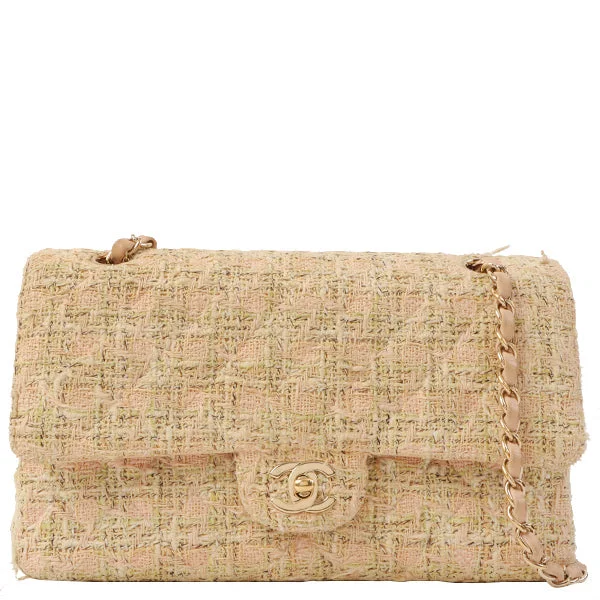 Chanel Around 2006 Made Tweed Classic Flap Chain Bag 25Cm Salmon Pink/Multi