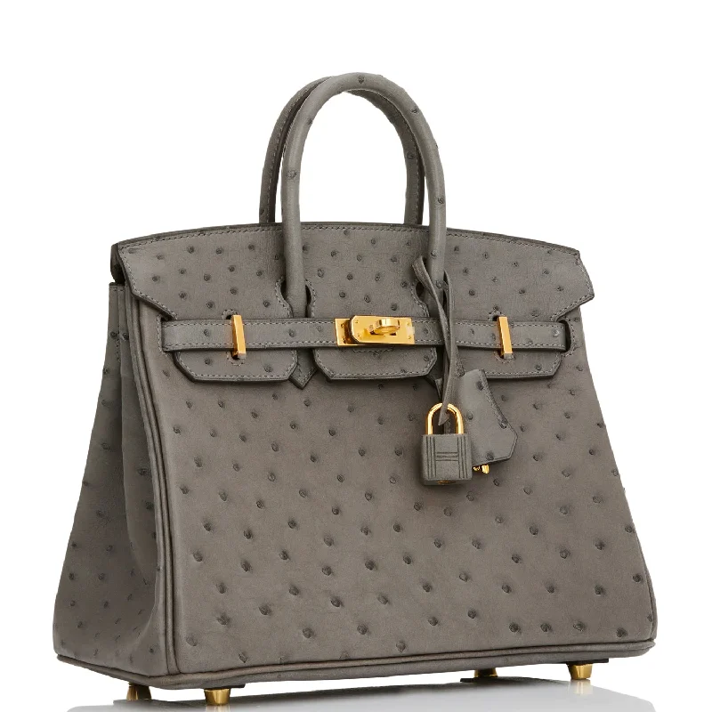 Hermes Birkin 25 Gris Meyer Ostrich Gold Hardware