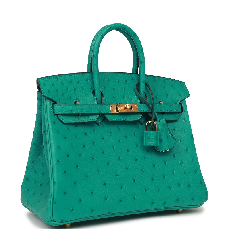 Hermes Birkin 25 Vert Verone Ostrich Gold Hardware