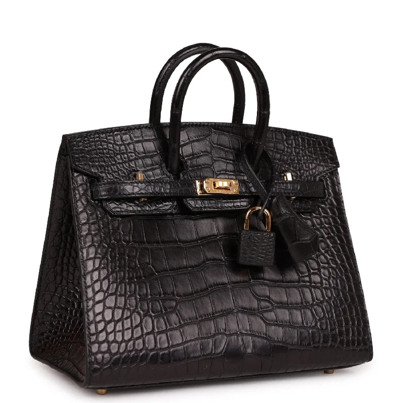 Hermes Birkin Sellier 20 Black Matte Alligator Gold Hardware