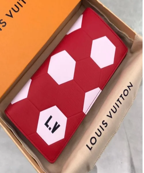 Louis Vuitton Brazza Wallet Epi Leather Hexagon Red