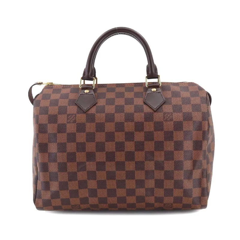 LOUIS VUITTON Damier Speedy 30 Hand Bag Ebene N41531 Brown Gold Hardware