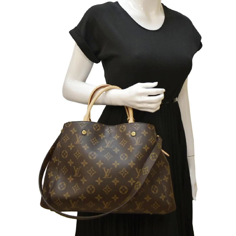 LOUIS VUITTON Montaigne MM Monogram Canvas Shoulder Bag Brown